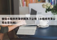 微信小程序开发华网天下公司（小程序开发公司北京华网）