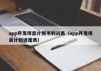 app开发项目计划书利润表（app开发项目计划进度表）