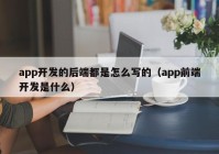 app开发的后端都是怎么写的（app前端开发是什么）