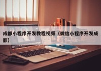 成都小程序开发教程视频（微信小程序开发成都）