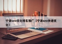 宁波seo优化排名推广（宁波seo快速优化）