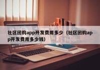 社区团购app开发费用多少（社区团购app开发费用多少钱）