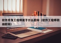 软件开发工程师属于什么职称（软件工程师初级职称）